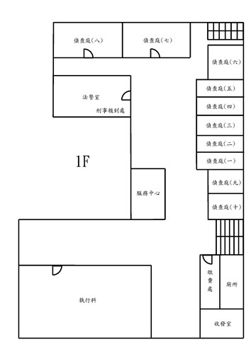屏東地檢署辦公室一樓平面圖